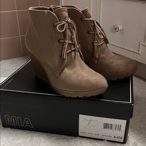 MIA Women's Brown Wedge Ankle Boots
